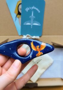 Bague de Lecture Phénix mordoré sur fond bleu