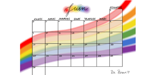Calendrier gratuit pour le mois de juin