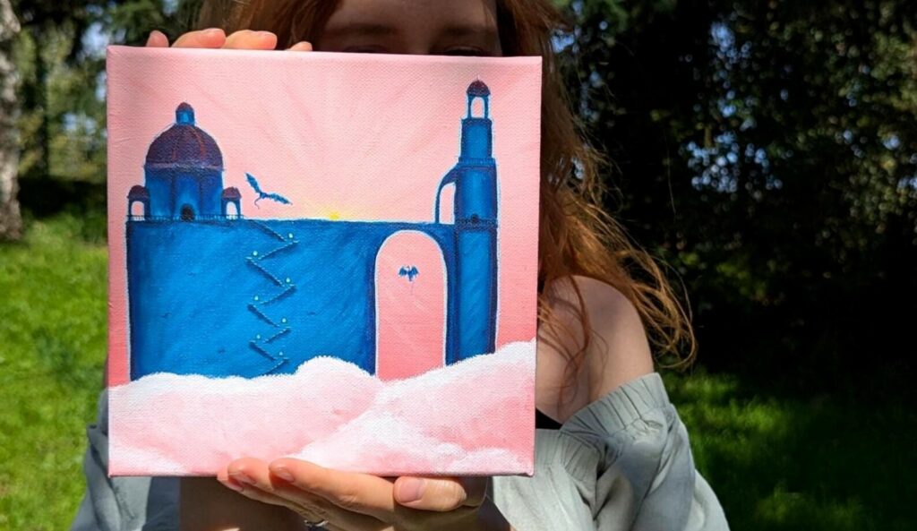 Peinture "Le portail aux dragons bleu"