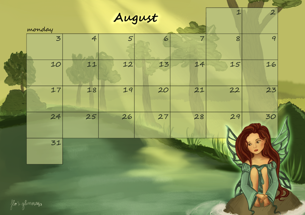 De la féérie pour le mois d'Août calendrier 2026 aout png en light2